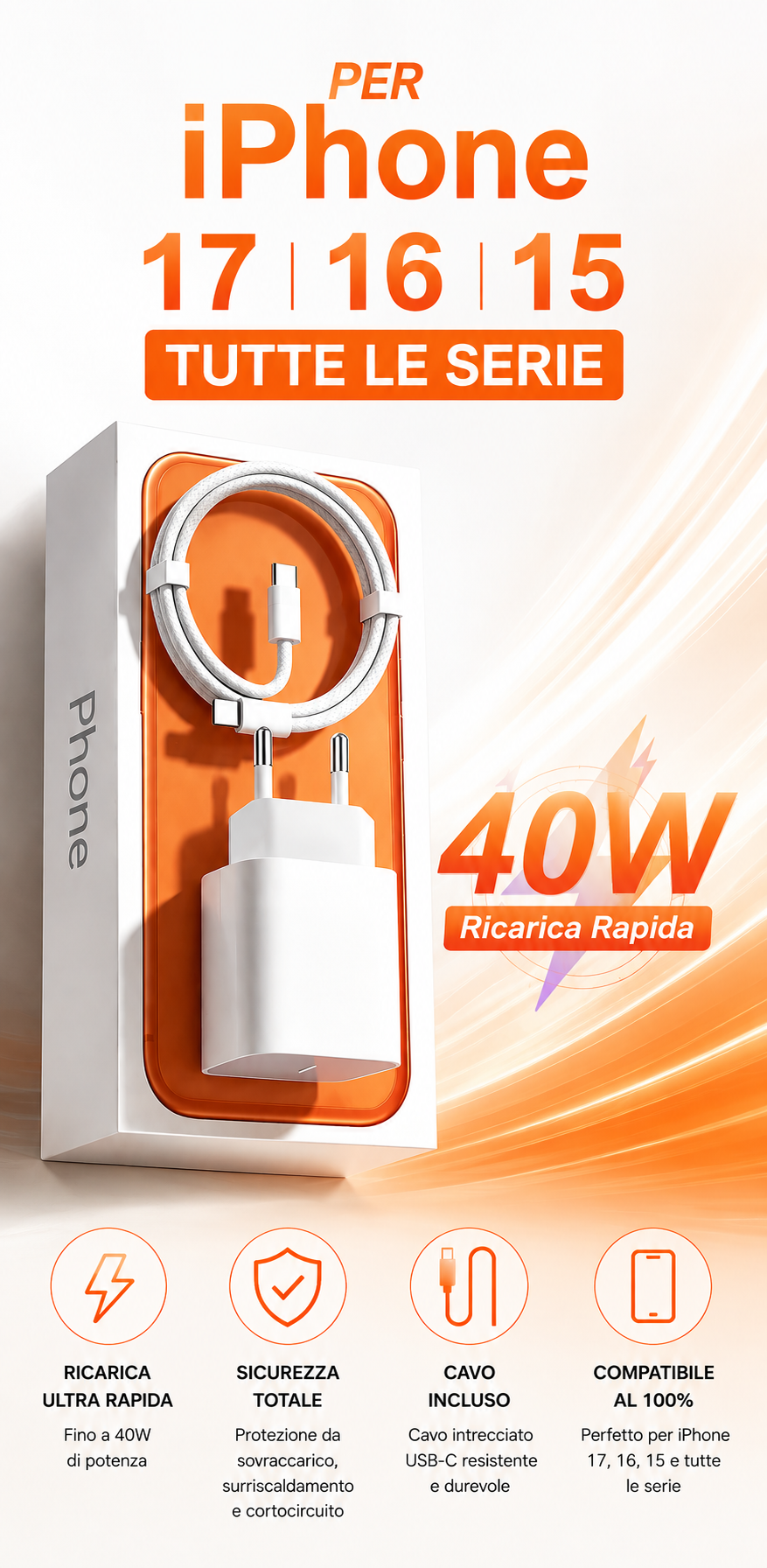 ROVEXO PowerCharge - Caricatore rapido 40W